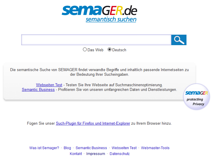 SEMAGER - Keyword-Suchmaschine